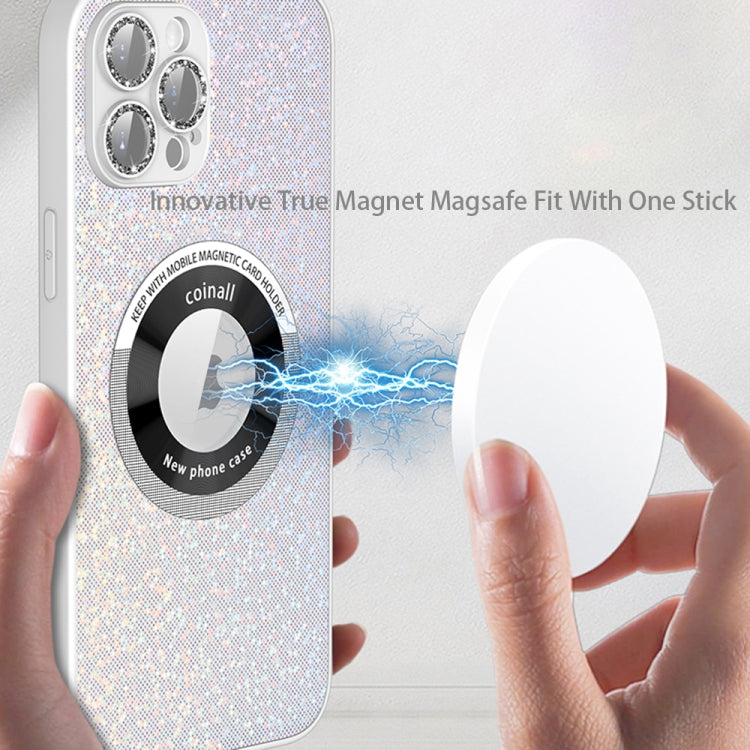 For iPhone 14 Pro Colorful Glitter Magnetic Magsafe TPU + PC Phone Case(White) - iPhone 14 Pro Cases by buy2fix | Online Shopping UK | buy2fix