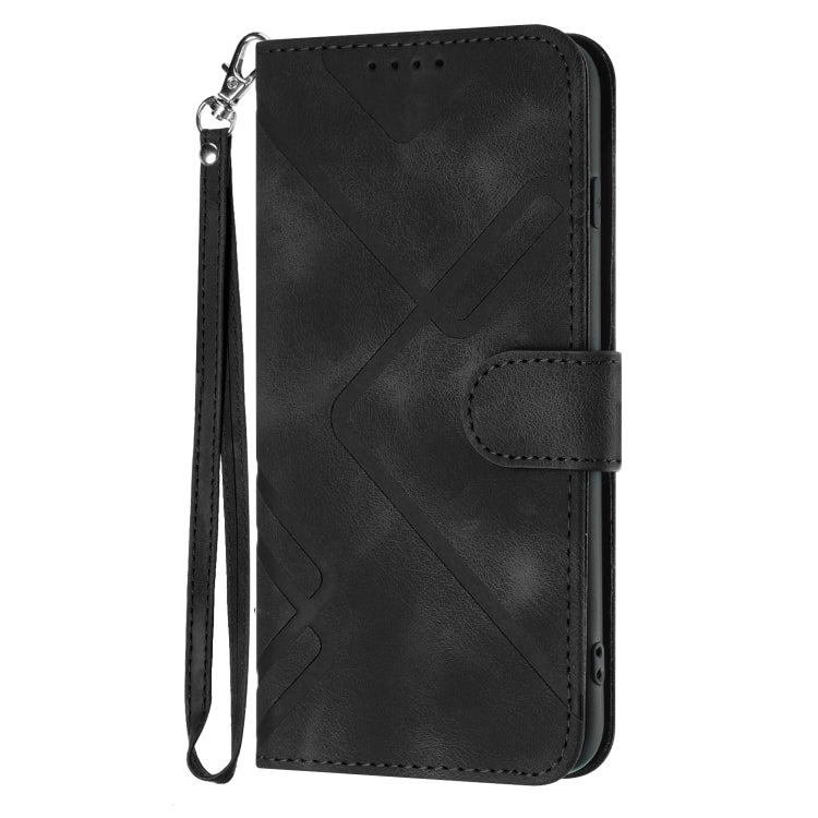 For Xiaomi 14 Line Pattern Skin Feel Leather Phone Case(Black) - 14 Cases by buy2fix | Online Shopping UK | buy2fix