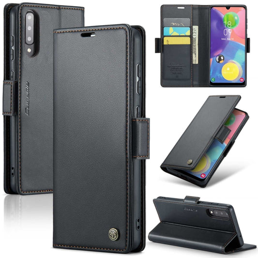 For Samsung Galaxy A70/A70s CaseMe 023 Butterfly Buckle Litchi Texture RFID Anti-theft Leather Phone Case(Black) - Galaxy Phone Cases by CaseMe | Online Shopping UK | buy2fix