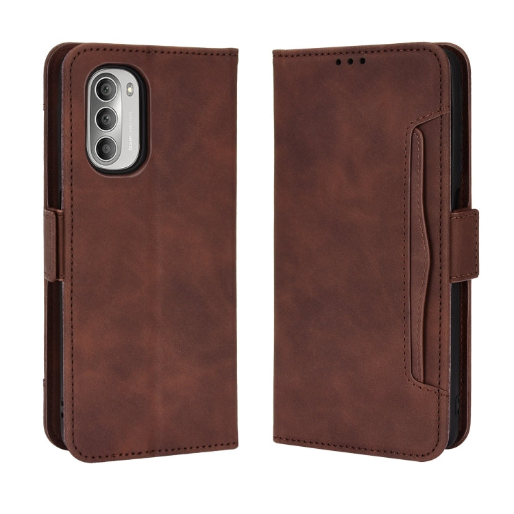 For Motorola Moto G52J 5G Skin Feel Calf Texture Card Slots Leather Phone Case(Brown) - Motorola Cases by buy2fix | Online Shopping UK | buy2fix