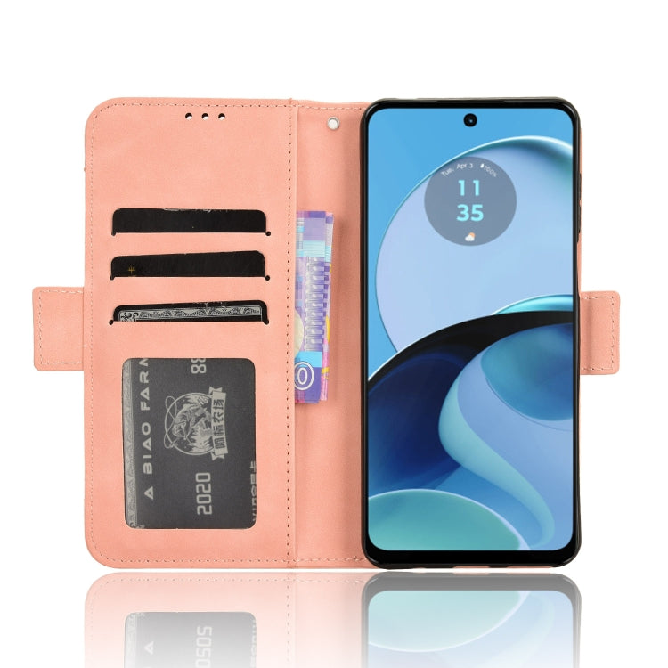 For Motorola Moto G14 4G Skin Feel Calf Texture Card Slots Leather Phone Case(Pink) - Motorola Cases by buy2fix | Online Shopping UK | buy2fix