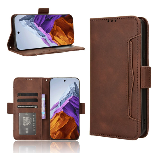 For Google Pixel 9 Pro Skin Feel Calf Texture Card Slots Leather Phone Case(Brown) - Google Cases by buy2fix | Online Shopping UK | buy2fix