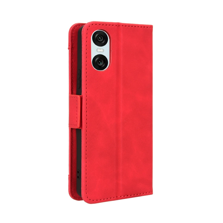For Sony Xperia 10 VI 2024 Skin Feel Calf Texture Card Slots Leather Phone Case(Red) - Sony Cases by buy2fix | Online Shopping UK | buy2fix