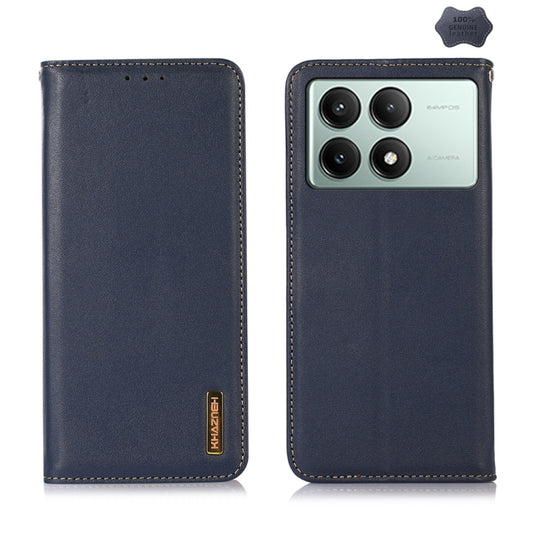 For Xiaomi Redmi K70E/Poco X6 Pro KHAZNEH Nappa Top Layer Cowhide Leather Phone Case(Blue) - K70E Cases by buy2fix | Online Shopping UK | buy2fix