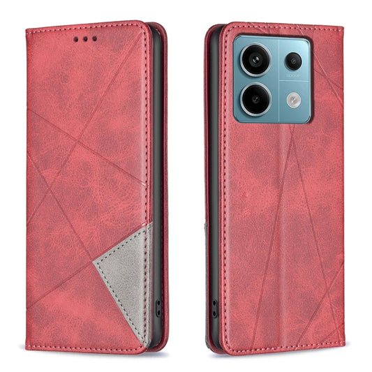 For Xiaomi Redmi Note 13 Pro 4G Global Rhombus Texture Magnetic Leather Phone Case(Red) - Note 13 Pro Cases by buy2fix | Online Shopping UK | buy2fix