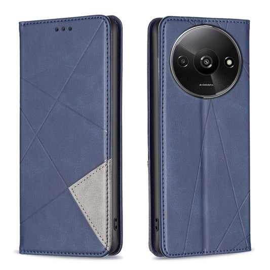 For Xiaomi Redmi A3 Rhombus Texture Magnetic Leather Phone Case(Blue) - Xiaomi Cases by buy2fix | Online Shopping UK | buy2fix