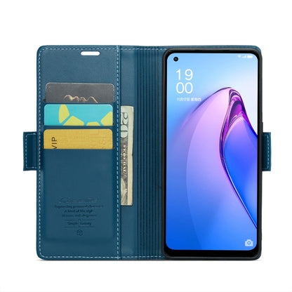 For OPPO Reno8 Lite Global CaseMe 023 Butterfly Buckle Litchi Texture RFID Anti-theft Leather Phone Case(Blue) - OPPO Cases by CaseMe | Online Shopping UK | buy2fix