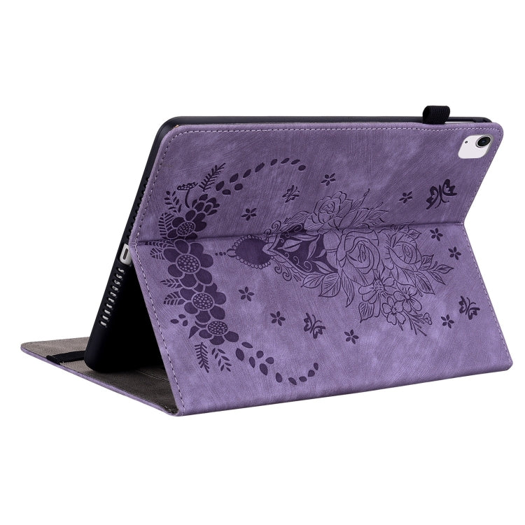 For iPad Air 11 2024 Butterfly Rose Embossed Leather Smart Tablet Case(Purple) - iPad Air 11 2024 Cases by buy2fix | Online Shopping UK | buy2fix