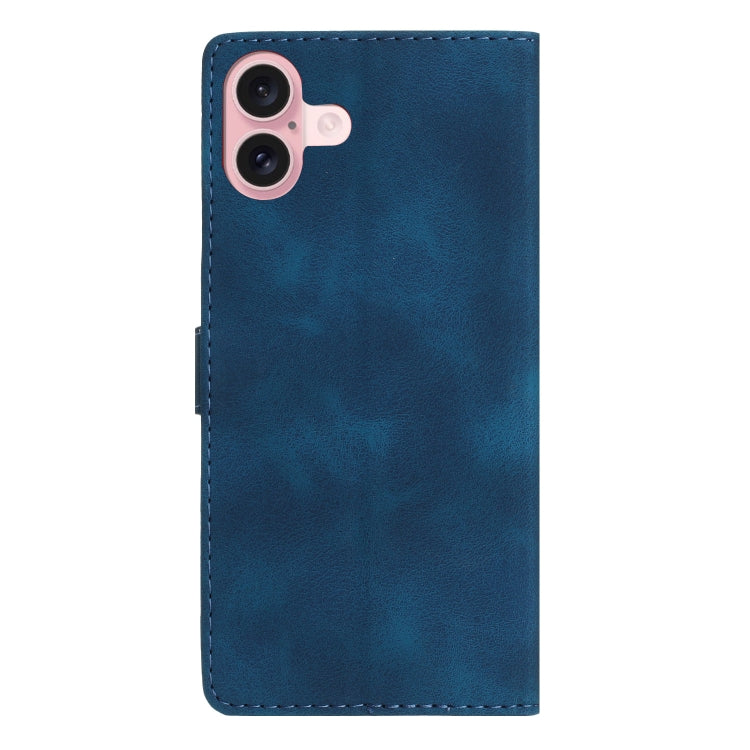 For iPhone 16 Plus Flower Butterfly Embossing Pattern Leather Phone Case(Blue) - iPhone 16 Plus Cases by buy2fix | Online Shopping UK | buy2fix