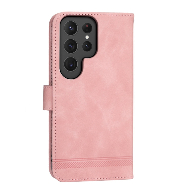 For Samsung Galaxy S24 Ultra 5G Dierfeng Dream Line TPU + PU Leather Phone Case(Pink) - Galaxy S24 Ultra 5G Cases by buy2fix | Online Shopping UK | buy2fix