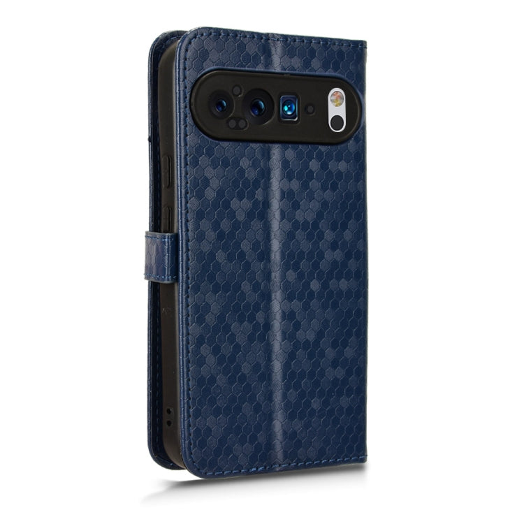 For Google Pixel 9 Honeycomb Dot Texture Leather Phone Case(Blue) - Google Cases by buy2fix | Online Shopping UK | buy2fix