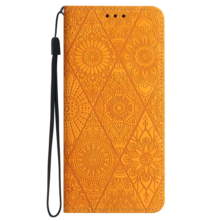 For Xiaomi Redmi 13C Ethnic Embossed Adsorption Leather Phone Case(Yellow) - 13C Cases by buy2fix | Online Shopping UK | buy2fix