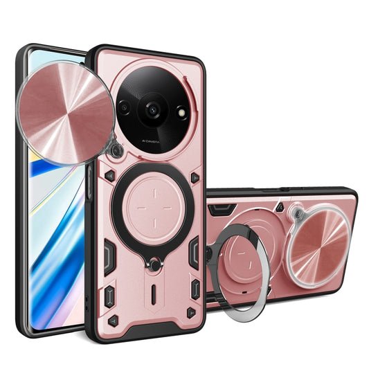 For Xiaomi Redmi A3 CD Texture Sliding Camshield Magnetic Holder Phone Case(Pink) - Xiaomi Cases by buy2fix | Online Shopping UK | buy2fix