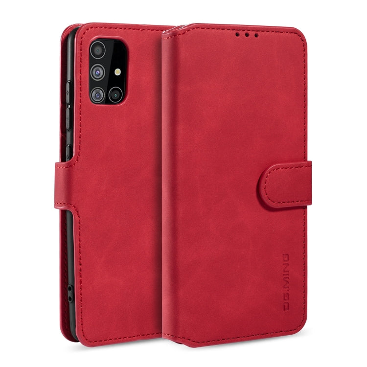 For Samsung Galaxy A51 5G DG.MING Retro Oil Side Horizontal Flip Case with Holder & Card Slots & Wallet(Red) - Galaxy Phone Cases by DG.MING | Online Shopping UK | buy2fix