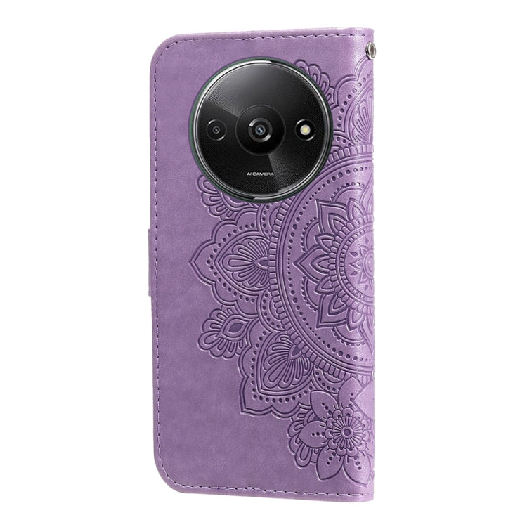 For Xiaomi Redmi A3 7-petal Flowers Embossing Leather Phone Case(Light Purple) - Xiaomi Cases by buy2fix | Online Shopping UK | buy2fix