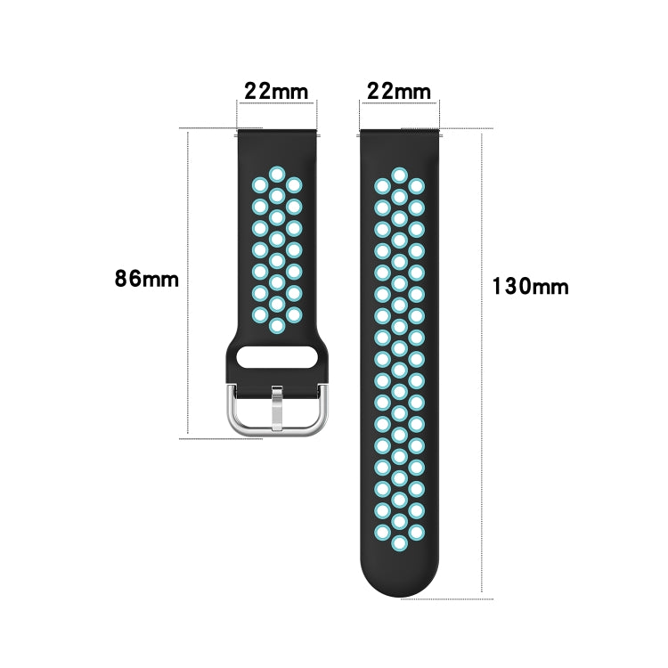 22mm Universal Sports Two Colors Silicone Replacement Strap Watchband(Black Pink) - Watch Bands by buy2fix | Online Shopping UK | buy2fix