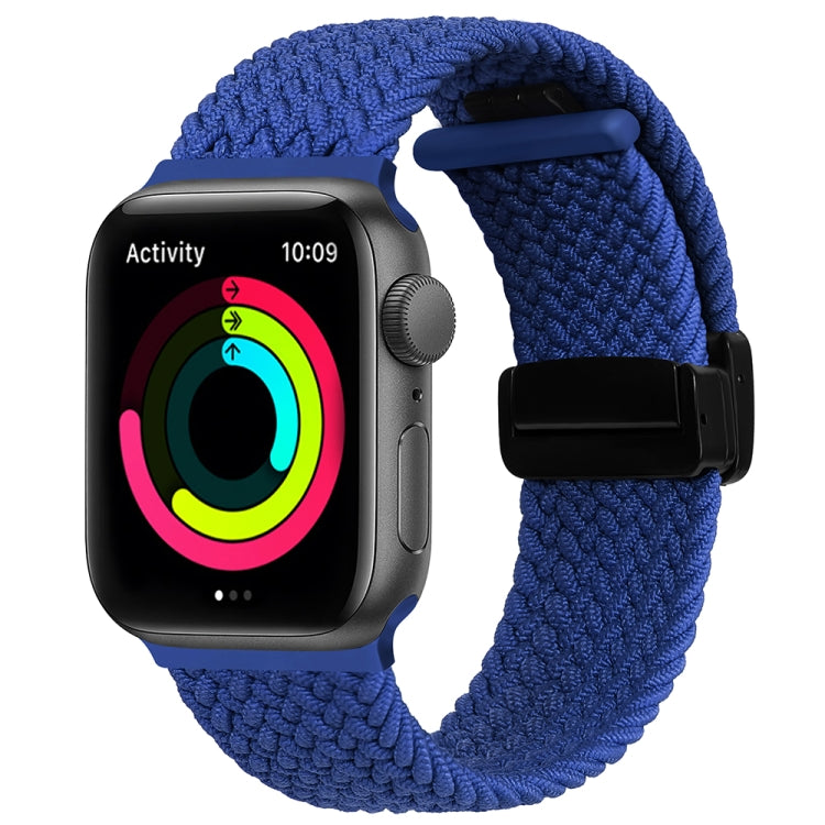 Magnetic Fold Clasp Woven Watch Band For Apple Watch 7 45mm(Blue) - Watch Bands by buy2fix | Online Shopping UK | buy2fix