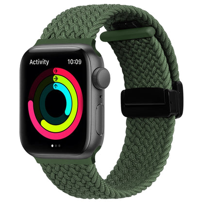 Magnetic Fold Clasp Woven Watch Band For Apple Watch 6 44mm(Green) - Watch Bands by buy2fix | Online Shopping UK | buy2fix