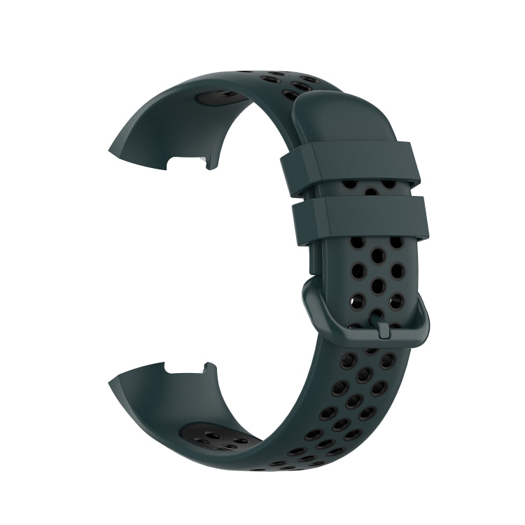 For Fitbit Charge 4 / Charge 3 / Charge 3 SE Watch Button Two Colors Silicone Replacement Strap Watchband(Olive Green Black) - Watch Bands by buy2fix | Online Shopping UK | buy2fix