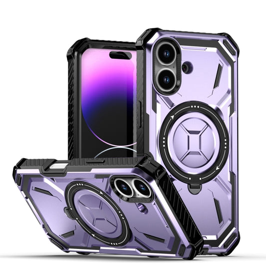 For iPhone 16 Armor Series Holder Phone Case(Light Purple) - iPhone 16 Cases by buy2fix | Online Shopping UK | buy2fix