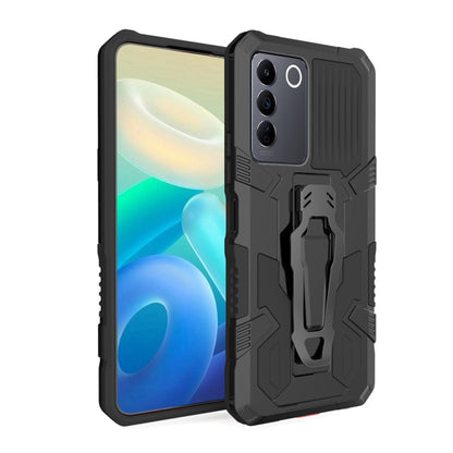 For vivo V27e Armor Warrior Shockproof PC + TPU Phone Case(Black) - vivo Cases by buy2fix | Online Shopping UK | buy2fix