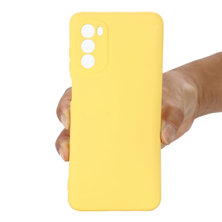 For Motorola Moto G71s 5G Pure Color Liquid Silicone Shockproof Phone Case(Yellow) - Motorola Cases by buy2fix | Online Shopping UK | buy2fix