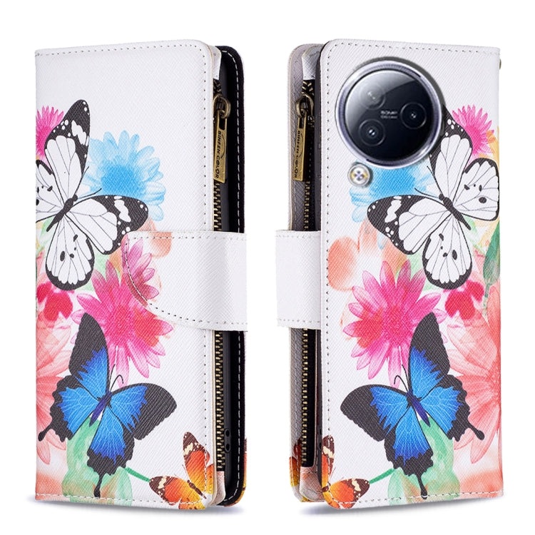 For Xiaomi Civi 3 5G Colored Drawing Pattern Zipper Leather Phone Case(Two Butterflies) - Xiaomi Cases by buy2fix | Online Shopping UK | buy2fix