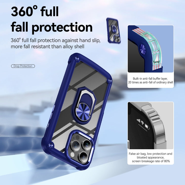 For iPhone 16 Pro Max TPU + PC Lens Protection Phone Case with Ring Holder(Blue) - iPhone 16 Pro Max Cases by buy2fix | Online Shopping UK | buy2fix