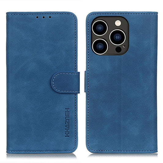 For iPhone 16 Pro Max KHAZNEH Retro Texture Leather Phone Case(Blue) - iPhone 16 Pro Max Cases by buy2fix | Online Shopping UK | buy2fix