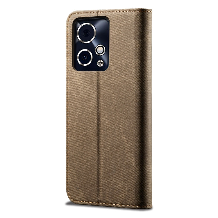 For Honor 90 GT Denim Texture Flip Leather Phone Case(Khaki) - Honor Cases by buy2fix | Online Shopping UK | buy2fix