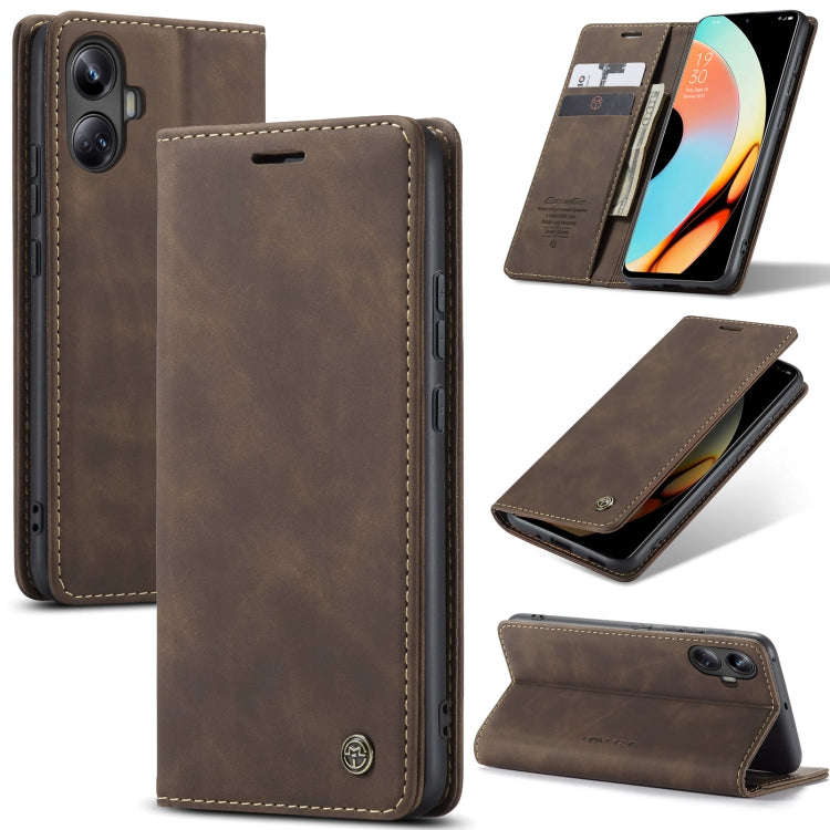 For Realme 10 Pro+ CaseMe 013 Multifunctional Horizontal Flip Leather Phone Case(Coffee) - Realme Cases by CaseMe | Online Shopping UK | buy2fix