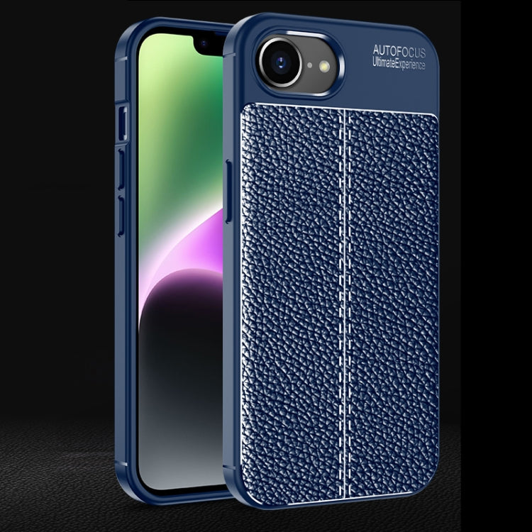 For iPhone SE 2024 Litchi Texture Shockproof TPU Phone Case(Blue) - More iPhone Cases by buy2fix | Online Shopping UK | buy2fix