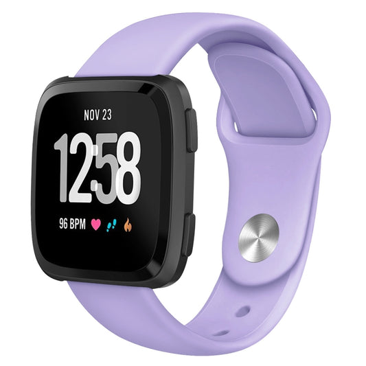 For Fitbit Versa 2 / Fitbit Versa / Fitbit Versa Lite Solid Color Silicone Watch Band, Size:L(Pink Purple) - Watch Bands by buy2fix | Online Shopping UK | buy2fix