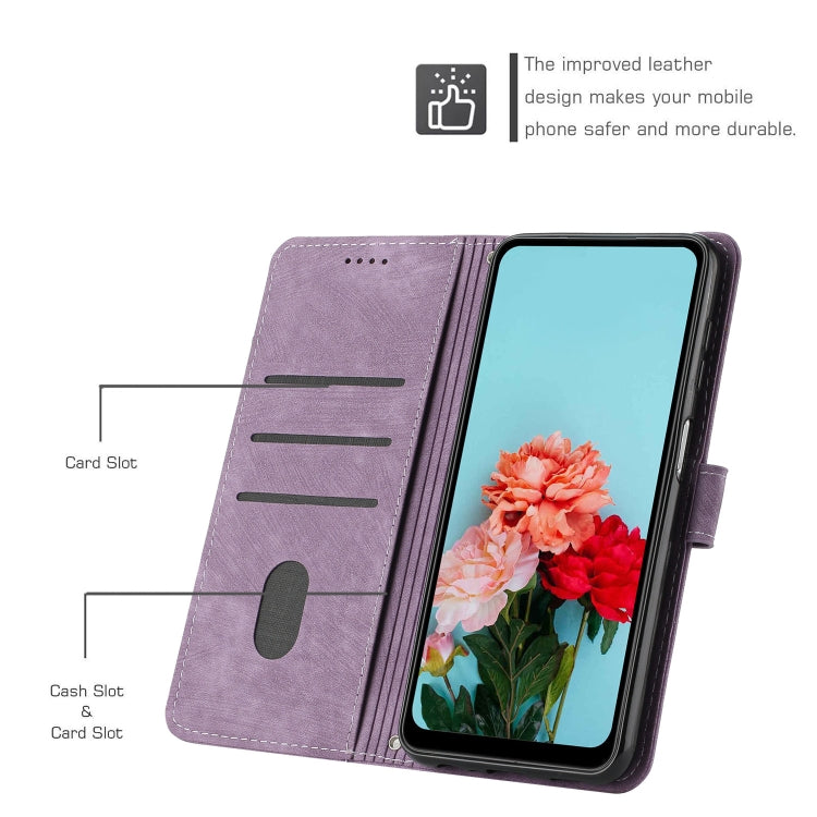 For Infinix Note 40 Pro 4G / 5G Skin Feel Stripe Pattern Leather Phone Case with Lanyard(Purple) - Infinix Cases by buy2fix | Online Shopping UK | buy2fix