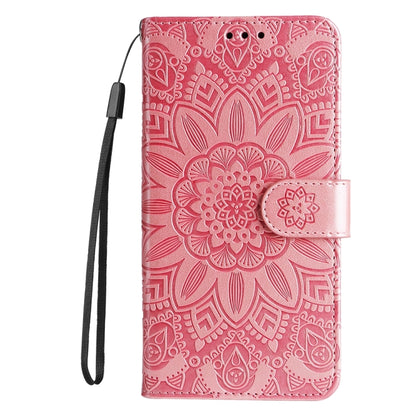 For iPhone 16 Embossed Sunflower Leather Phone Case(Pink) - iPhone 16 Cases by buy2fix | Online Shopping UK | buy2fix