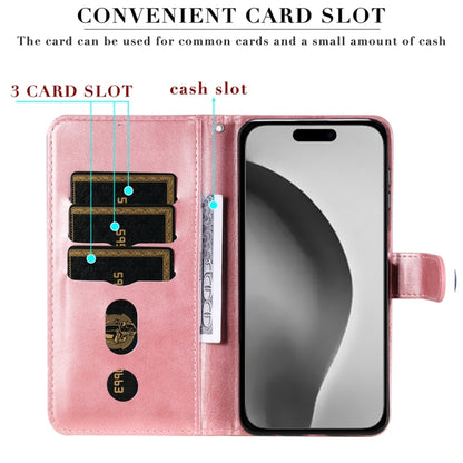 For iPhone 16 Pro Max Fashion Calf Texture Zipper Leather Phone Case(Rose Gold) - iPhone 16 Pro Max Cases by buy2fix | Online Shopping UK | buy2fix