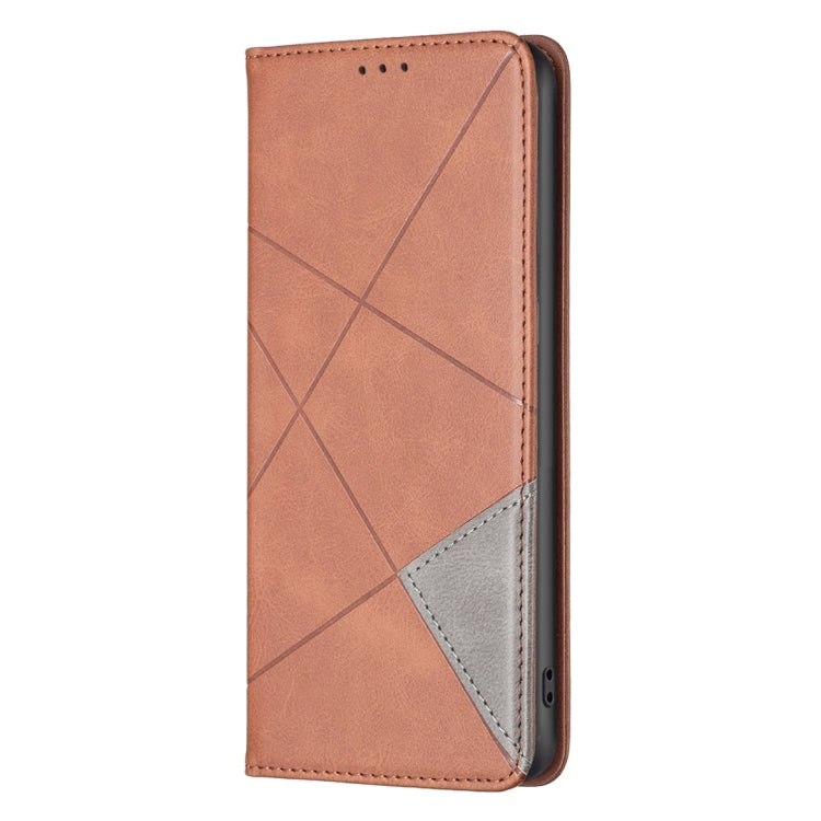 For iPhone 16 Pro Rhombus Texture Magnetic Leather Phone Case(Brown) - iPhone 16 Pro Cases by buy2fix | Online Shopping UK | buy2fix