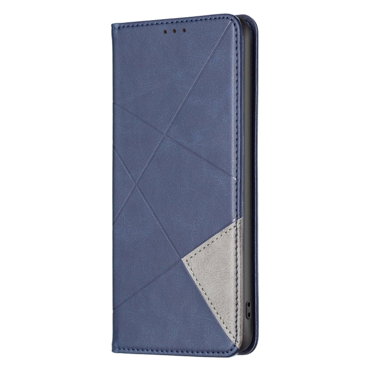 For iPhone 16 Pro Rhombus Texture Magnetic Leather Phone Case(Blue) - iPhone 16 Pro Cases by buy2fix | Online Shopping UK | buy2fix