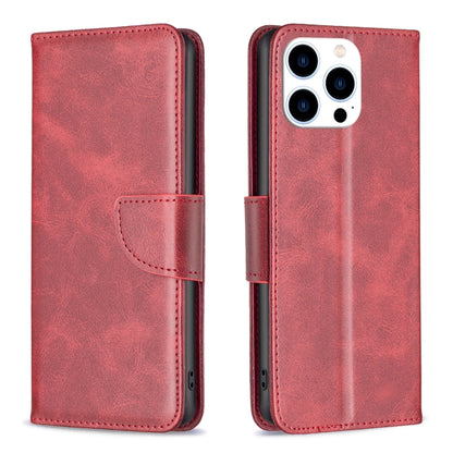 For iPhone 16 Pro Lambskin Texture Pure Color Flip Leather Phone Case(Red) - iPhone 16 Pro Cases by buy2fix | Online Shopping UK | buy2fix