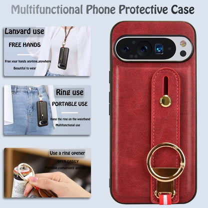 For Google Pixel 9 Pro XL Wristband Leather Back Phone Case(Red) - Google Cases by buy2fix | Online Shopping UK | buy2fix