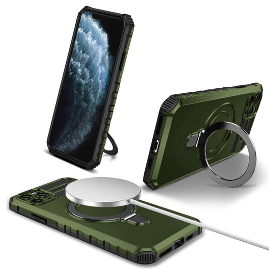 For iPhone 11 Pro MagSafe Magnetic Holder Phone Case(Green) - iPhone 11 Pro Cases by buy2fix | Online Shopping UK | buy2fix