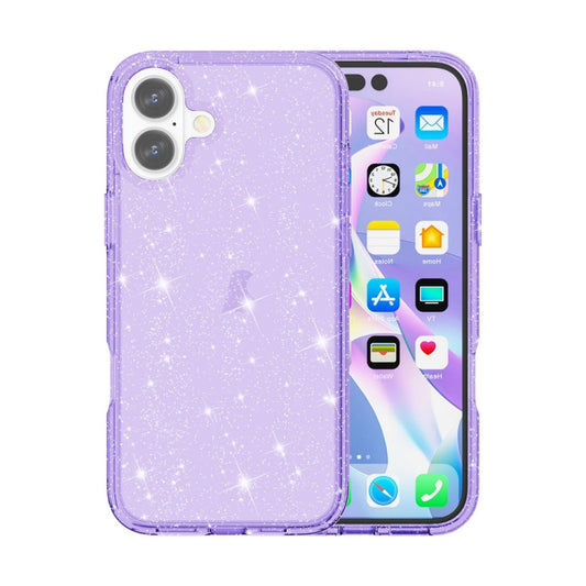 For iPhone 16 Shockproof Terminator Glitter Powder Phone Case(Purple) - iPhone 16 Cases by buy2fix | Online Shopping UK | buy2fix