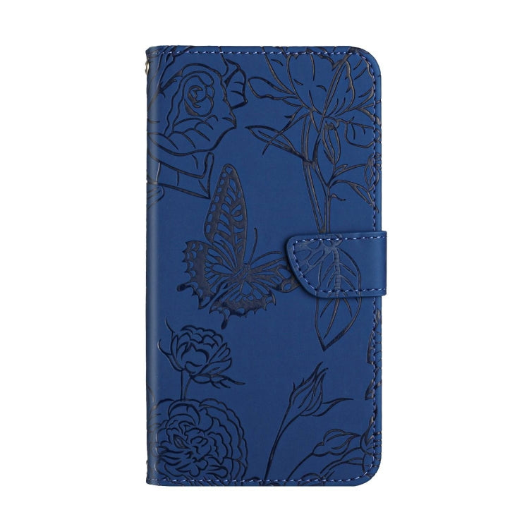 For OnePlus 12 5G Global Skin Feel Butterfly Peony Embossed Leather Phone Case(Blue) - OnePlus Cases by buy2fix | Online Shopping UK | buy2fix