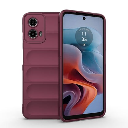 For Motorola Moto G34 5G Magic Shield TPU + Flannel Phone Case(Wine Red) - Motorola Cases by buy2fix | Online Shopping UK | buy2fix