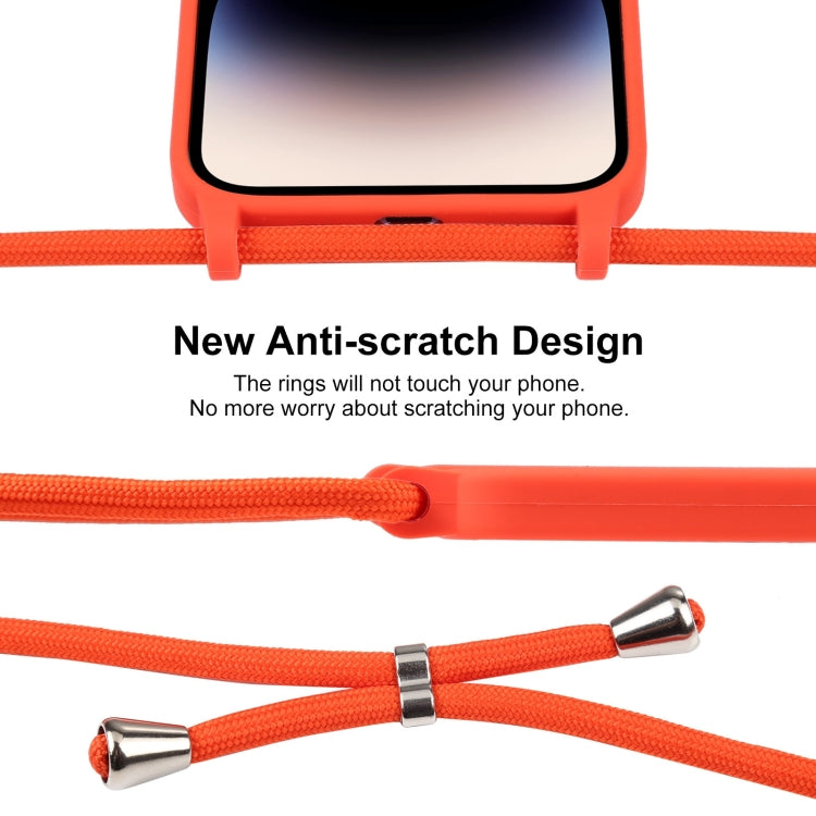 For iPhone 16 Pro Crossbody Lanyard Liquid Silicone Case(Orange) - iPhone 16 Pro Cases by buy2fix | Online Shopping UK | buy2fix