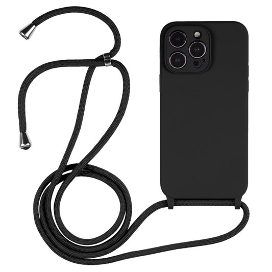 For iPhone 16 Pro Max Crossbody Lanyard Liquid Silicone Case(Black) - iPhone 16 Pro Max Cases by buy2fix | Online Shopping UK | buy2fix