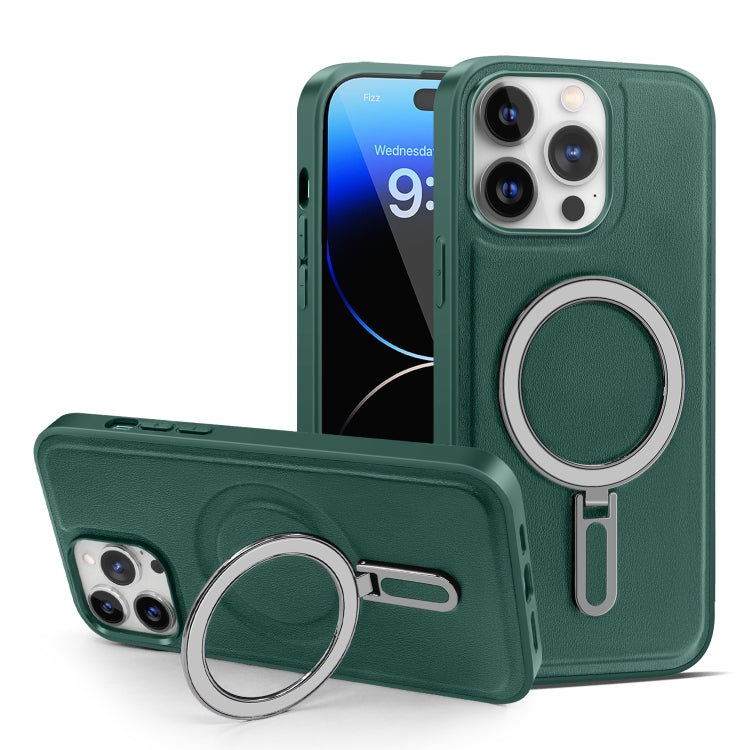 For iPhone 14 Pro MagSafe Magnetic Holder Phone Case(Green) - iPhone 14 Pro Cases by buy2fix | Online Shopping UK | buy2fix