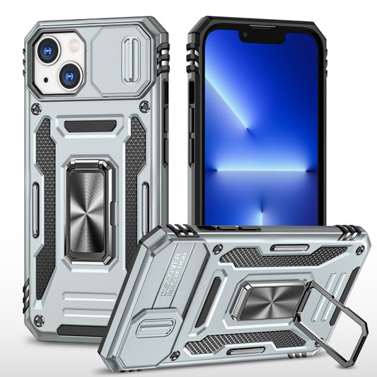 For iPhone 15 Armor PC + TPU Camera Shield Phone Case(Grey) - iPhone 15 Cases by buy2fix | Online Shopping UK | buy2fix