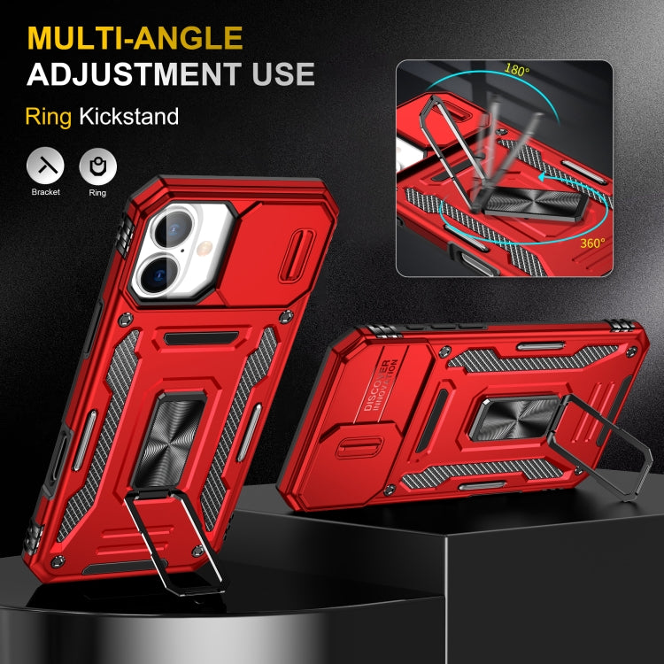 For iPhone 16 Armor PC + TPU Camera Shield Phone Case(Red) - iPhone 16 Cases by buy2fix | Online Shopping UK | buy2fix