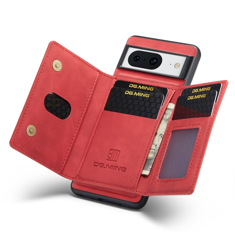 For Google Pixel 8 DG.MING M2 Series 3-Fold Multi Card Bag + Magnetic Phone Case(Red) - Google Cases by DG.MING | Online Shopping UK | buy2fix